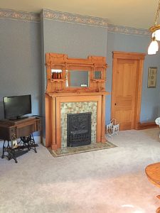 Retreat house living room fireplace